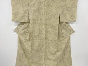 リサイクル　ヱ霞に牡丹・楓模様織り出し手織り紬着物